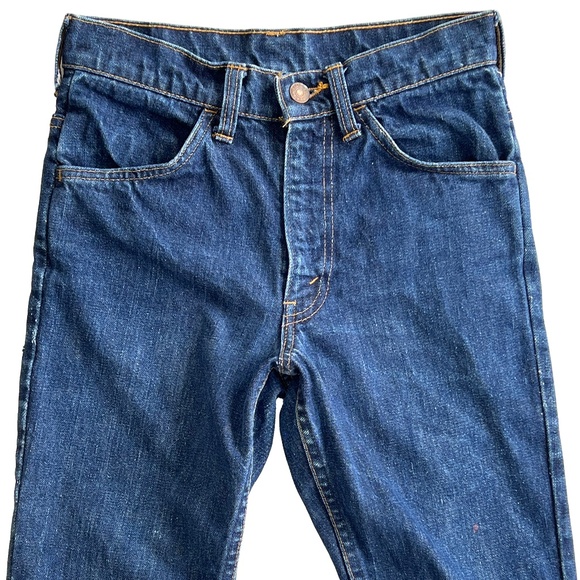 Vintage 70s Levis Bell Bottom Flared Orange Tab Patch Embroidered Jeans - Picture 2 of 13